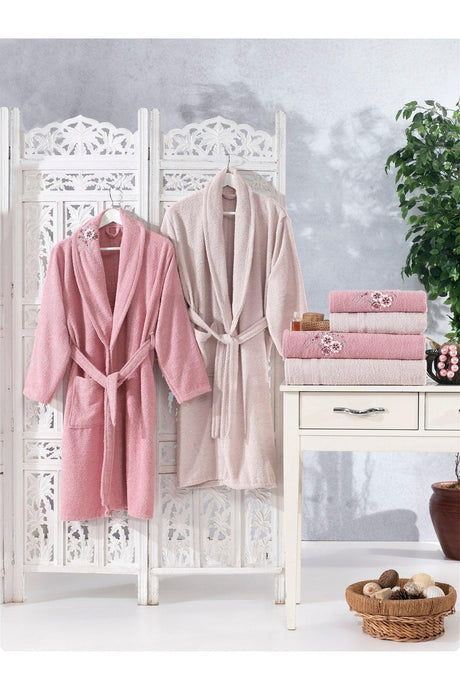 100% Cotton 3d Embroidery 6 Piece Family Bathrobe Set,bathrobe Set,dowry Set - Swordslife