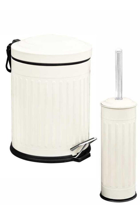 Vintage 2 Liter Dustbin Trash Bin Bathroom Set Striped Model 5 Liter And Wc Brush Set - Swordslife