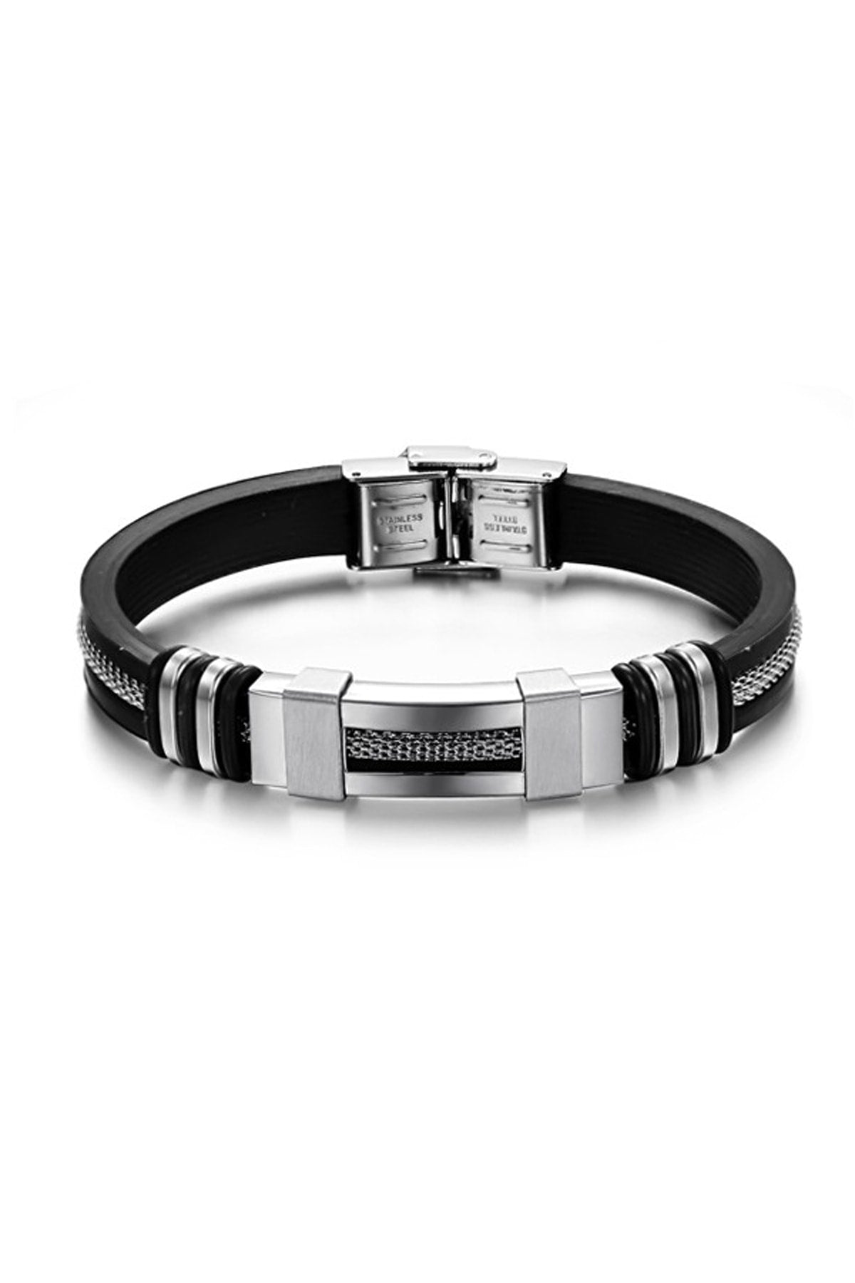 Auger Steel Rubber Steel Men'S Bracelet Dd94