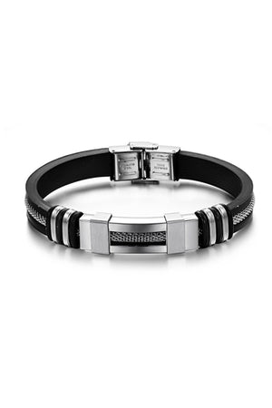 Auger Steel Rubber Steel Men'S Bracelet Dd94
