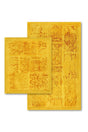 Datça Patchwork Natural Cotton 2 Piece Bathroom Rug Set 60x100 50x60 Cm Mustard - Swordslife