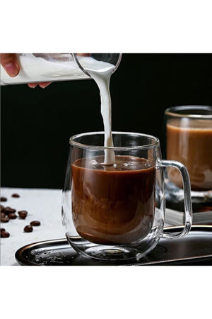 Double Glass Double Wall Glass Mug 300 Ml Home Office Cup Double Layer Heat Insulated Glass Cup With Handle