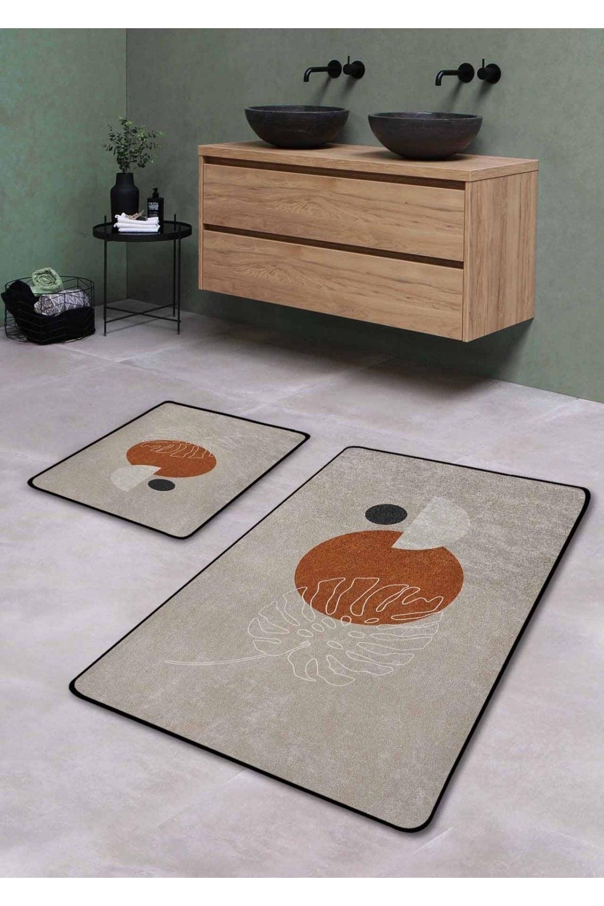 Non-Slip Base Washable Double Bath Mat - Gabriel Patterned 60*100 Cm - 50*60 Cm - Swordslife