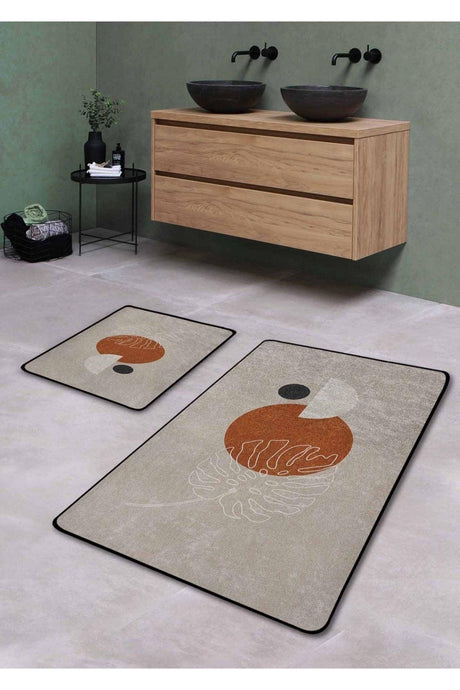 Non-Slip Base Washable Double Bath Mat - Gabriel Patterned 60*100 Cm - 50*60 Cm - Swordslife