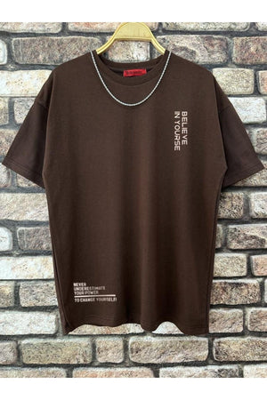 Men'S Brown Believe Printed Oversize T-Shirt