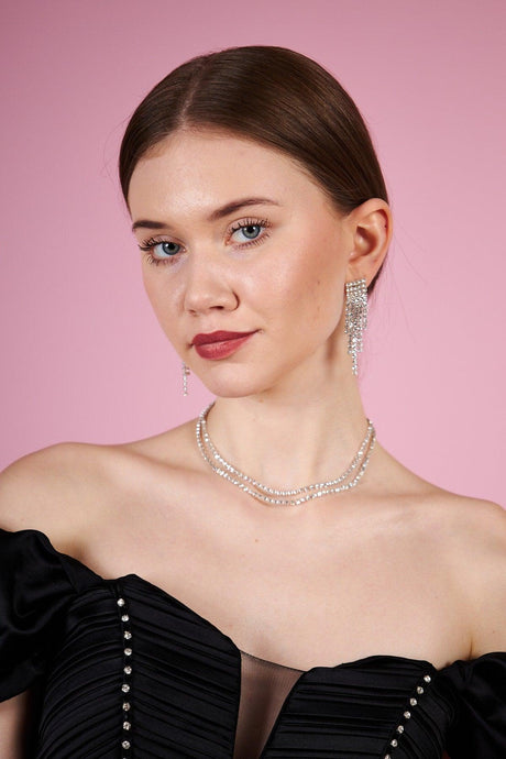 Two Row Waterway Stone Evening Necklace - Swordslife
