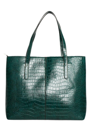 Women'S Crocodile Pattern 2-Sleeve Zippered Large Size Bag Shoulder Bag, Clutch Bag, Laptop Bag