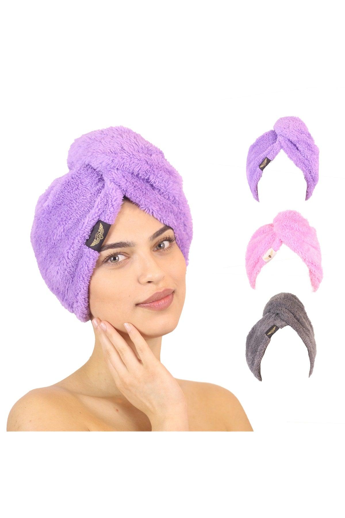 3 Pack Microfiber Hair Towel – 2 Button Hair Drying Cap – Quick Dry Turban - Swordslife