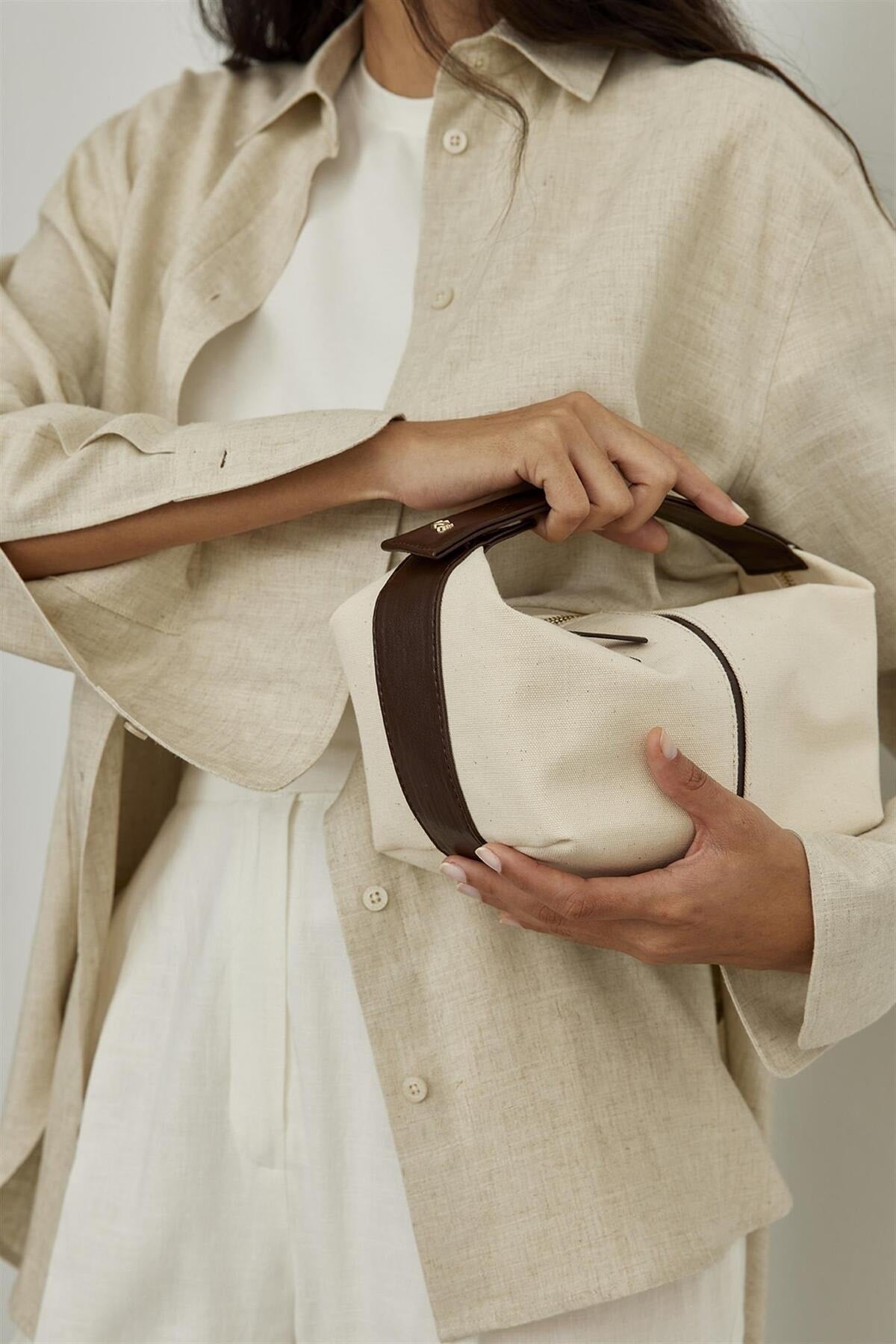 Bitter Brown Archi Canvas Clutch Bag