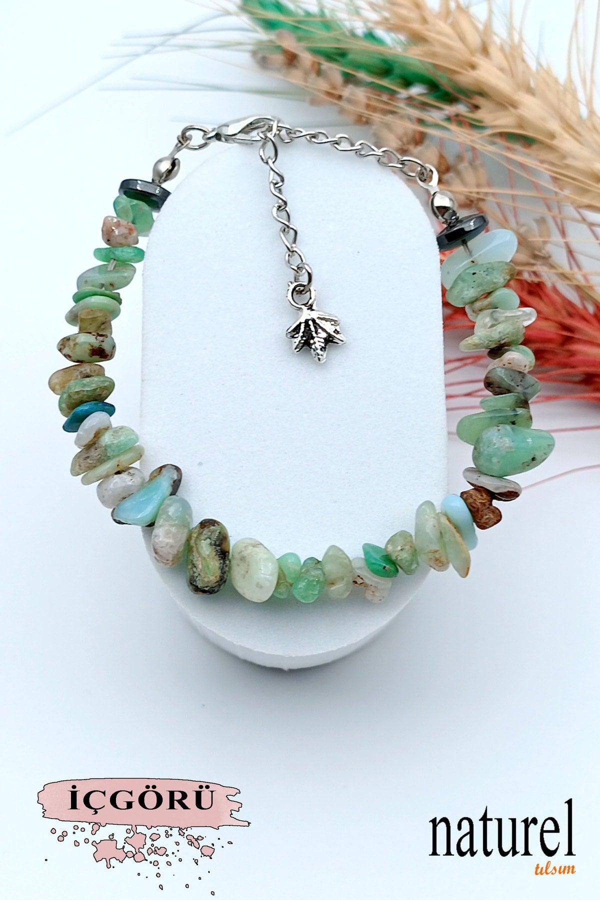 Natural Stone Chrysoprase Women's Bracelet - Broken Natural Stone - Gift Bracelet - Swordslife