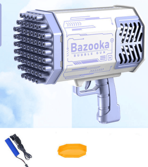 Bubble Gun Rocket 69 Holes Soap Bubbles Machine Gun Shape Automatic Blower With Light Toys For Kids Pomperos - Swordslife