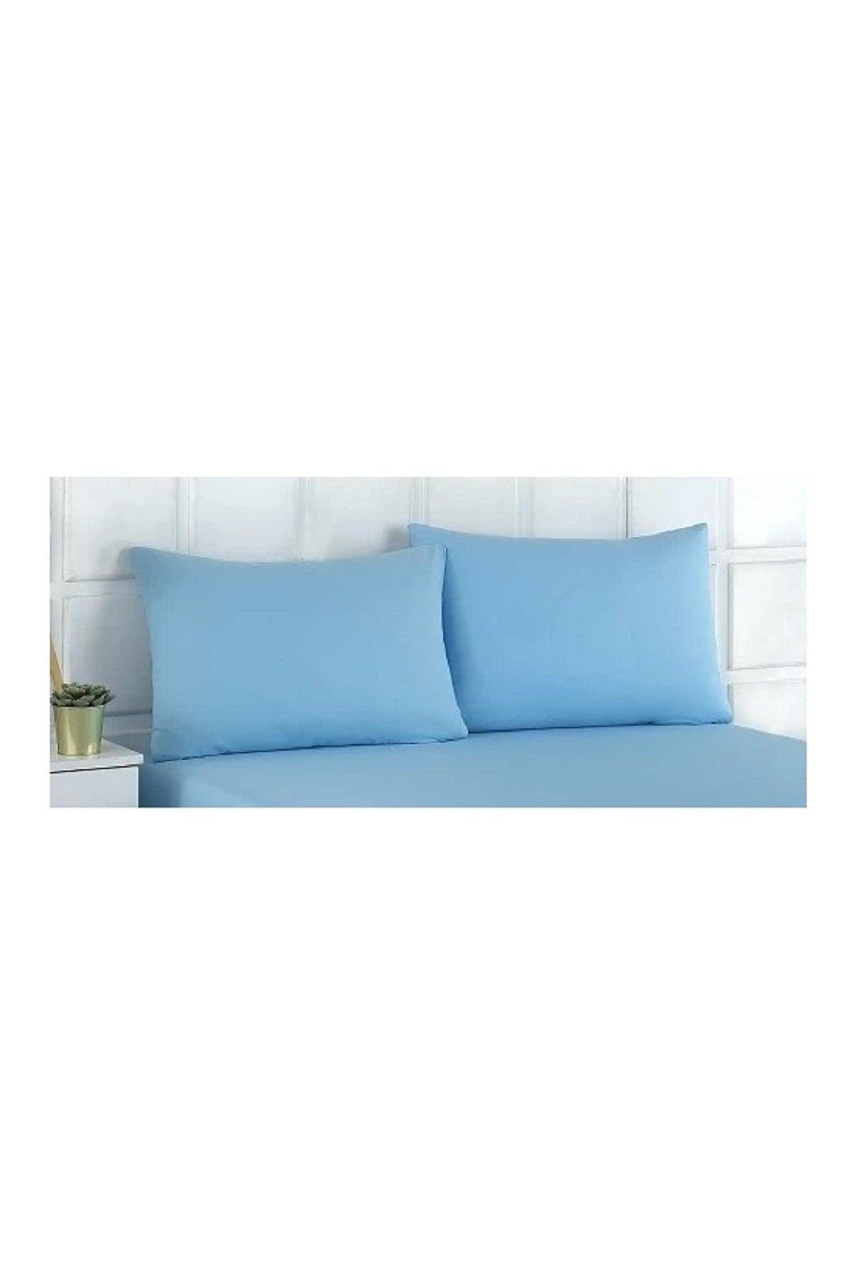 2 Pieces Light Blue Cotton 50x70 Cm Pillow Cover with Zipper - Swordslife