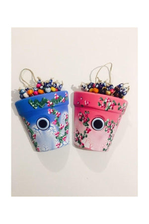 2 Pieces Evil Eye Beads Colorful Flowerpot Door Terrace Balcony Wall Decoration - Swordslife