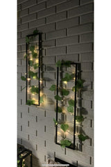 2 Pieces Battery Led Ivy Winter Garden Balcony Metal Arrangement Artificial Flower Lux Dowry Home Wall Mounted - Swordslife