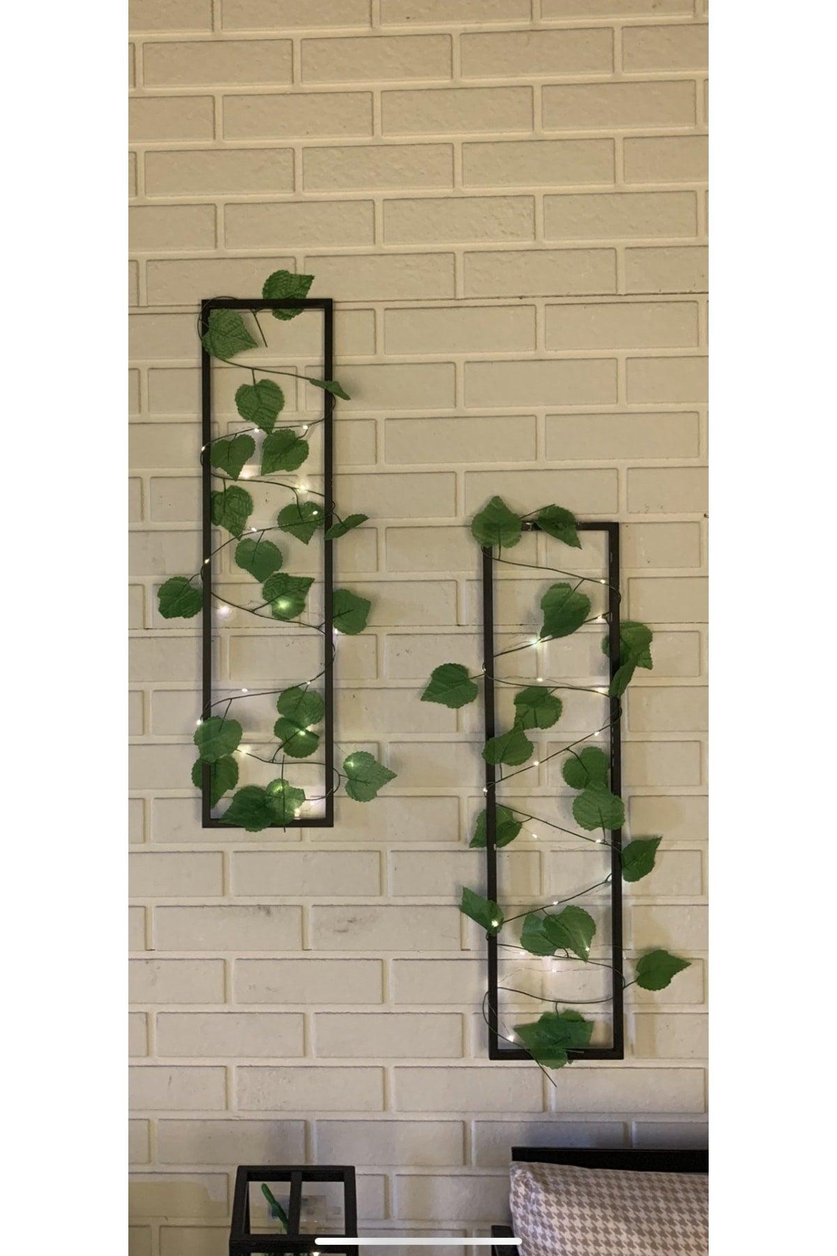 2 Pieces Battery Led Ivy Winter Garden Balcony Metal Arrangement Artificial Flower Lux Dowry Home Wall Mounted - Swordslife