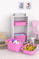 2 Large and 2 Small Toy Cabinets with Basket Kitchen Pantry Cabinet Pink - Swordslife