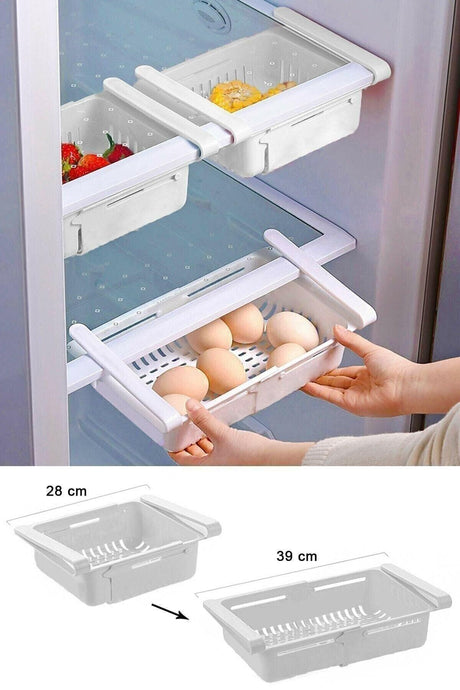 2 Adjustable Refrigerator Cabinet Organizer Basket Drawer Shelf Organizer - Swordslife