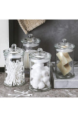 Pair of Cotton and Cotton Jars - Glass Bathroom Organizer - Swordslife