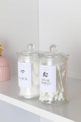 Pair of Cotton and Cotton Jars - Glass Bathroom Organizer - Swordslife