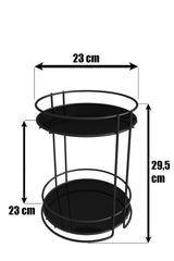 2 Tiers Bathroom Cosmetic Jewelry Organizer Multi-Purpose Organizer Serving Tray Black for Treats - Swordslife