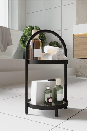 2 Tiers White Marble Patterned Cosmetic Jewelry Bathroom Organizer 41 Cm - Swordslife