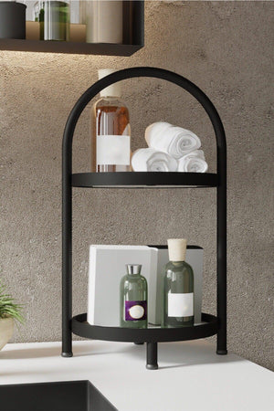 2 Tiers White Marble Patterned Cosmetic Jewelry Bathroom Organizer 41 Cm - Swordslife