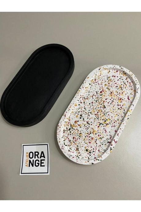 2 Piece Decorative Oval Concrete Christmas Plate Jewelry Plate Candle Plate Organizer - Swordslife