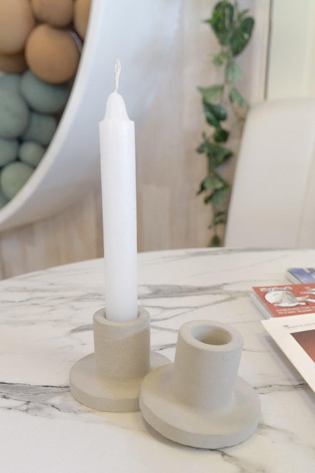 2 Pack Gray Concrete Candlestick Candle Holder Muml1013 - Swordslife