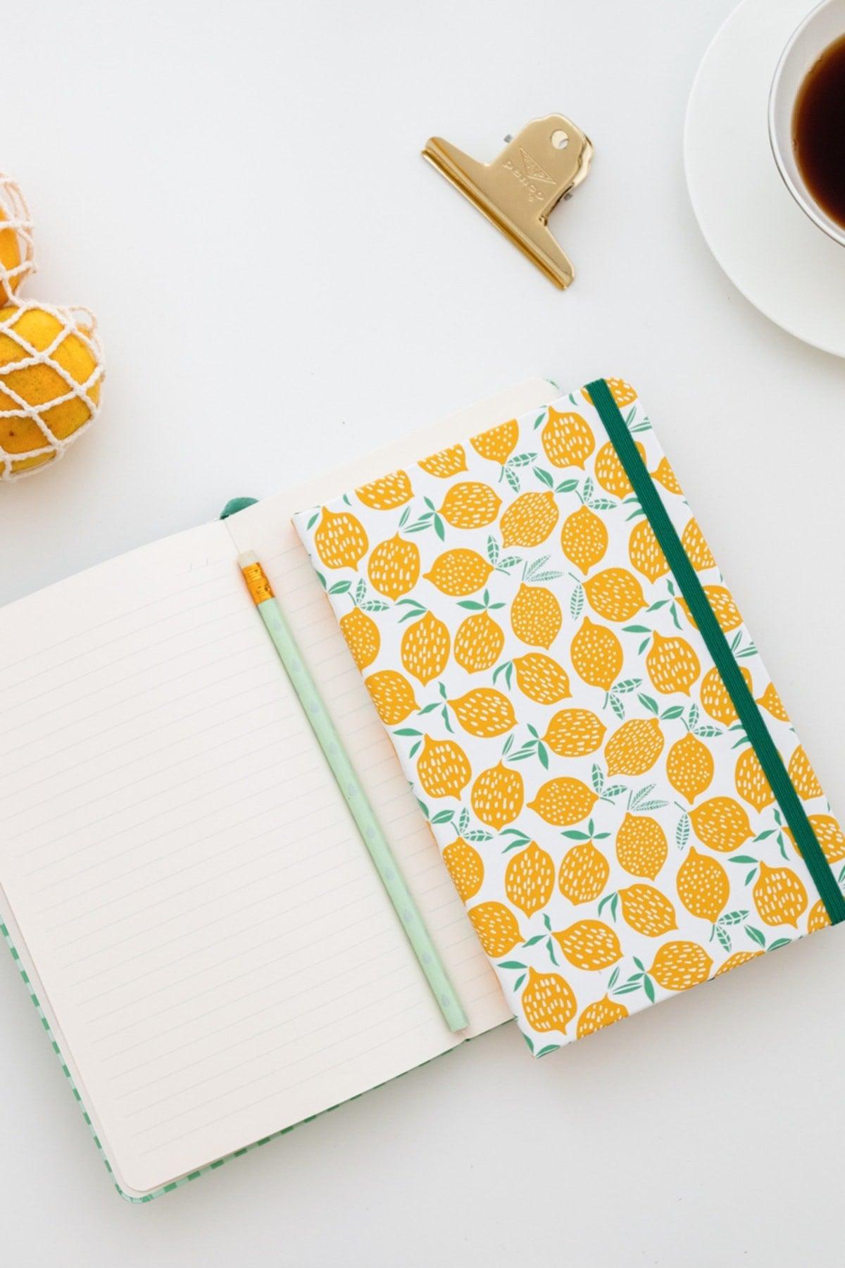 Set of 2 Notebooks 13x21 Elastic Lined Lemon