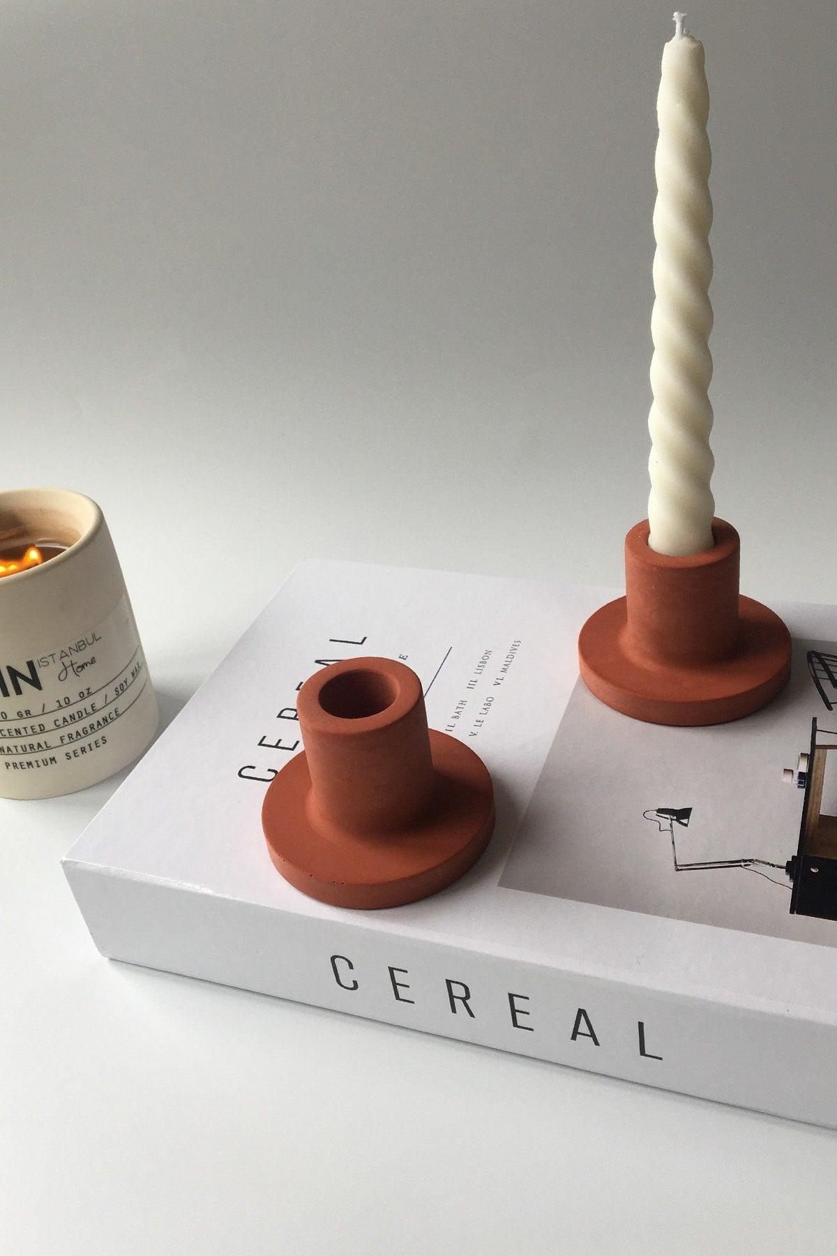 Candlestick Candle Holder Concrete Terracotta - Swordslife