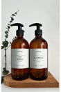 Set of 2 500ml Amber Brown Glass Bottle Liquid Soap & Hand Cream with White Label - Swordslife