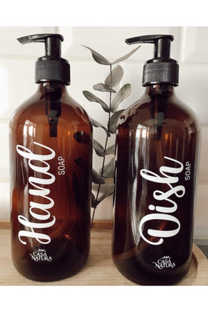 Set of 2 Amber Glass Bottle 500ml Dish Soap&hand Soap - Swordslife