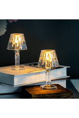 2 Small Size Crystal Diamond Led Table Lamp Battery Powered Projection Transparent Lampshade 12 Cm - Swordslife