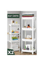2 Pieces Bathroom Shelf Kitchen Shelf Balcony Shelf Organizer Shelf Wardrobe White - Swordslife