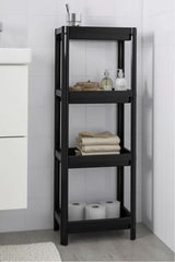 2 Pcs Black 4 Tier Bathroom Shelf Bathroom