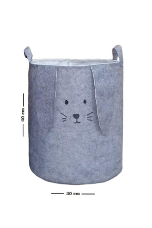 2 Pcs Rabbit Figured Toy Basket, Laundry Basket with Carrying Handle, Gray Collapsible Basket - Swordslife