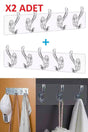 2 Pieces Self Adhesive Strong Transparent 5 Hanger Hanger - Behind Door Kitchen Wall Bathroom - Swordslife