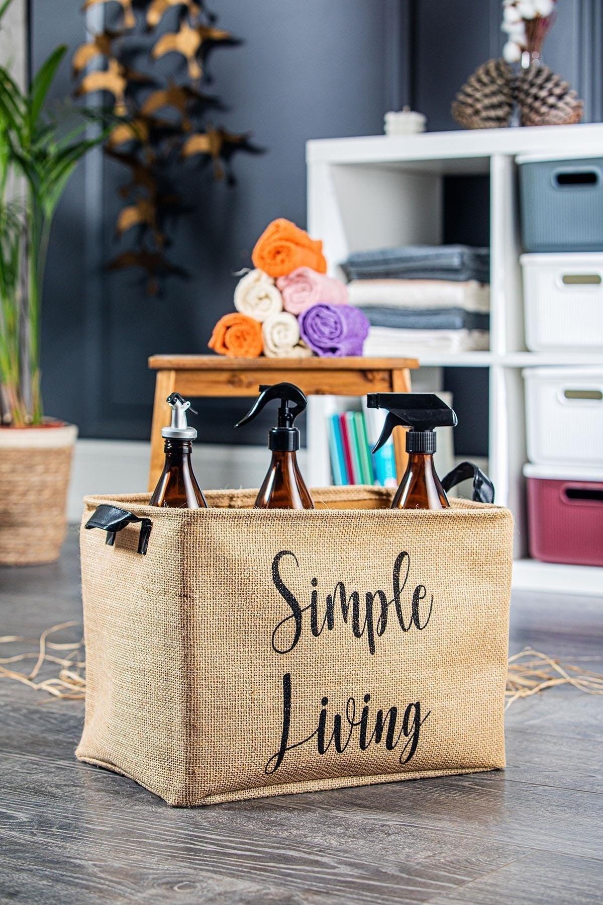 2 Pieces Simple Living Maxi Jute Rectangular Basket 35x25x25 Cm - Swordslife