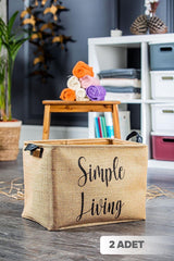 2 Pieces Simple Living Maxi Jute Rectangular Basket 35x25x25 Cm - Swordslife