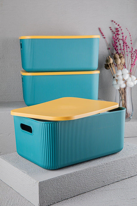 2 Pcs Storage 13 Lt Green, Multi-Purpose Cabinet Organizer Box with Lid, Decorative Storage Box - Swordslife