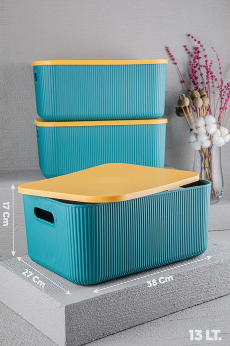 2 Pcs Storage 13 Lt Green, Multi-Purpose Cabinet Organizer Box with Lid, Decorative Storage Box - Swordslife