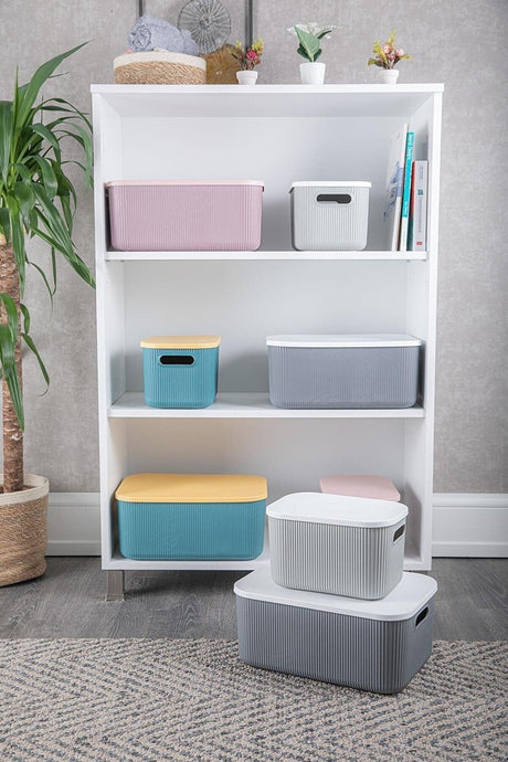 2 Pcs Storage 13 Lt Gray Multi-Purpose Cabinet Organizer Box with Lid, Decorative Box - Swordslife