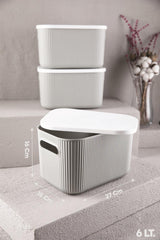 Pcs Storage 6 Lt White, Multi-Purpose Cabinet Organizer Box with Lid, Decorative Storage Box - Swordslife