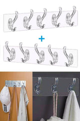 2 Pieces Transparent Hanger Wall Hanger 5 Pieces Non-Trace Strong Adhesive Bathroom Kitchen Hooks - Swordslife