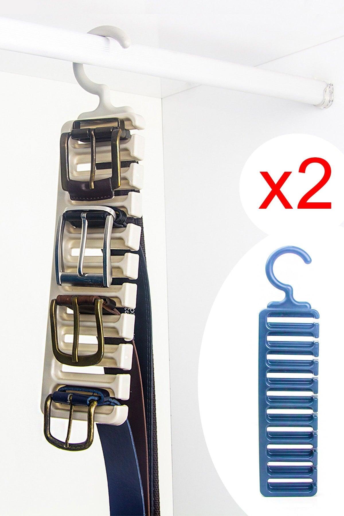 2 Pieces Belt Hanger 10 Compartment Wardrobe