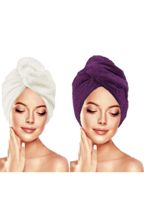 2 Pieces 100% Cotton Hair Towel Hair With Buttons