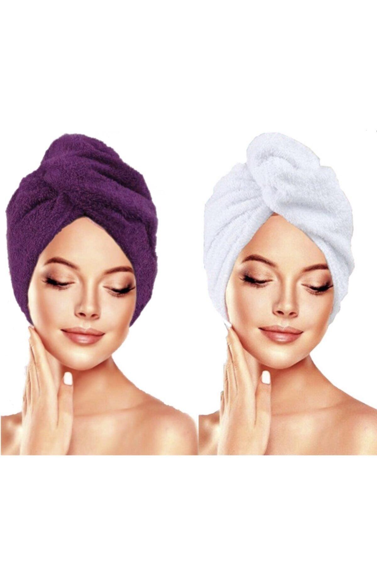 2 Pieces 100% Cotton Hair Towel Hair With Buttons