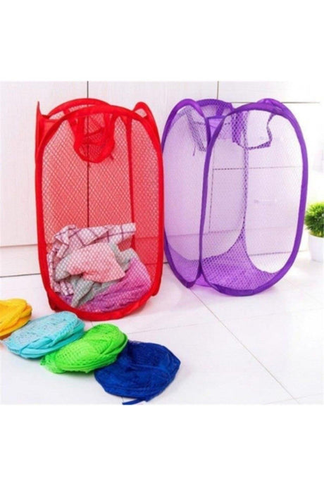 2 Pieces Dirty Laundry Basket Toy Net Folding Laundry Basket 70cm - Swordslife