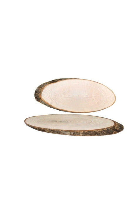 2 Pieces Natural Wood Decorative Tray Log Service Presentation Stand - Swordslife