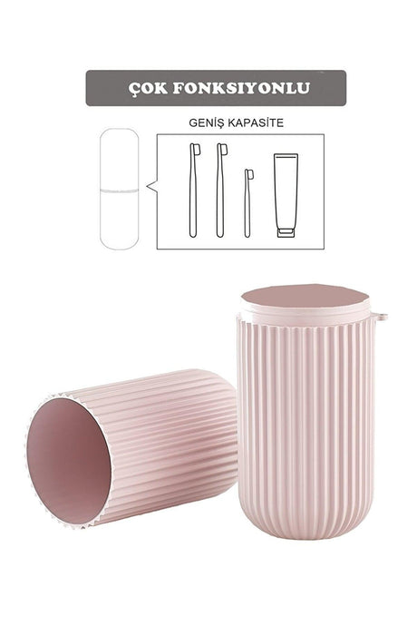 2 Pcs Travel Accessory Carrying Container Glasses Toothpaste Toothbrush Storage Box Pink - Swordslife